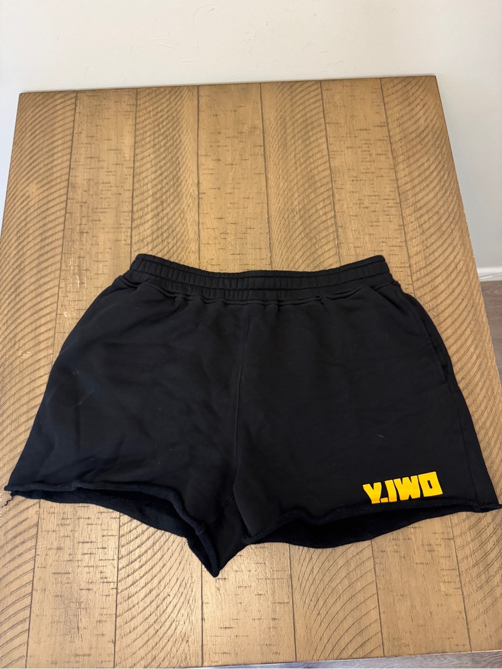 Black Men’s Casual Shorts with Yellow Accent